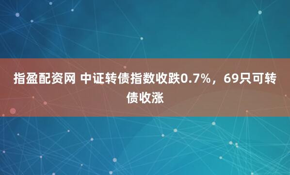 指盈配资网 中证转债指数收跌0.7%，69只可转债收涨